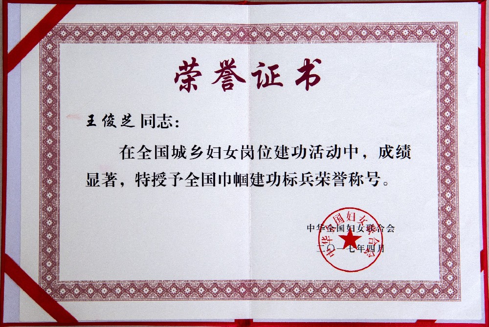 全国巾帼建功标兵荣誉称号